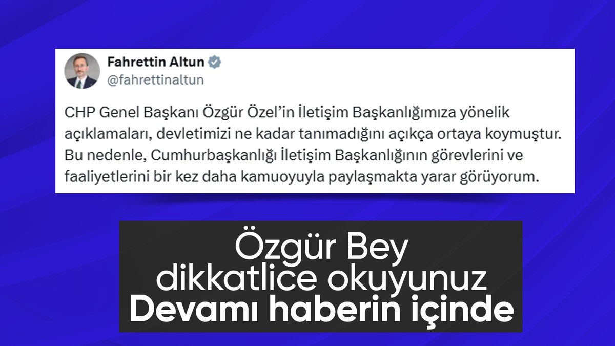 Fahrettin Altun’dan Özgür Özel’e reaksiyon: Devletimizi tanımadığını açıkça ortaya koymuştur